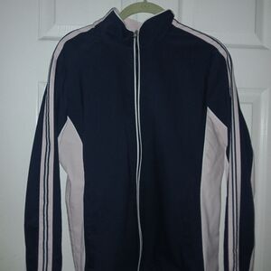 Navy and Light Pink Zip-Up Track Jacket